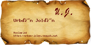 Urbán Jolán névjegykártya